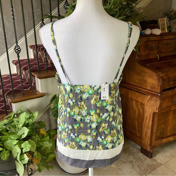 The Limited Camisole Blouse Size S Floral Gray Teal Tye Dye Pattern Silky Layer - Picture 12 of 13